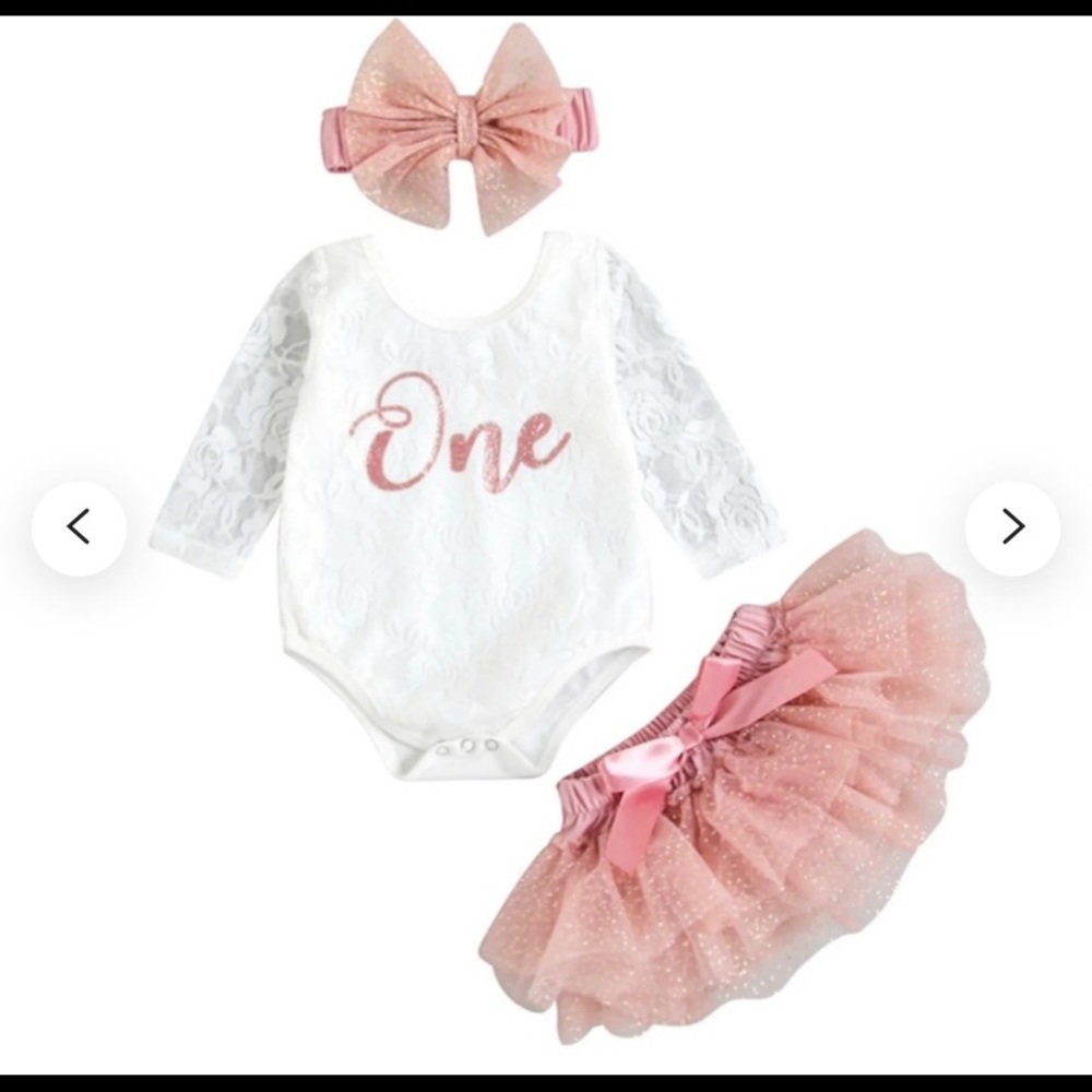 Sparkly “One” bodysuit with tutu and bow